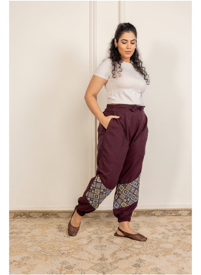 Swadesh Souq Deep Red Hoppers Pant in Pure Cotton – Relaxed Fit, Breathable Unisex Loungewear  - Image 3