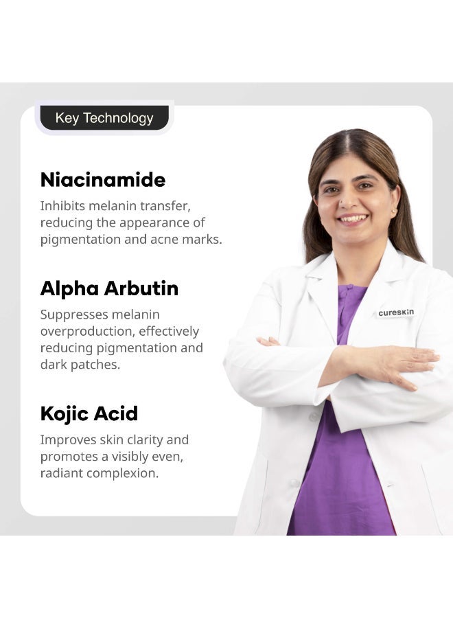 Cureskin Multi-Active Corrector Kojic Acid Face Cream | Kojic Acid, Alpha Arbutin & Niacinamide | For Uneven Skin Tone, Dullness & Visible Spots - Image 4