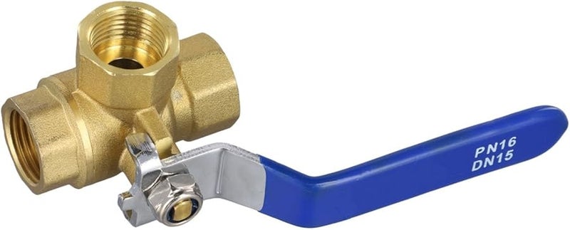 DN15 T Type 3 Way Brass Ball Valve Manual Lever L T Bore 1 6MPa for Water Oil Gas - Image 1