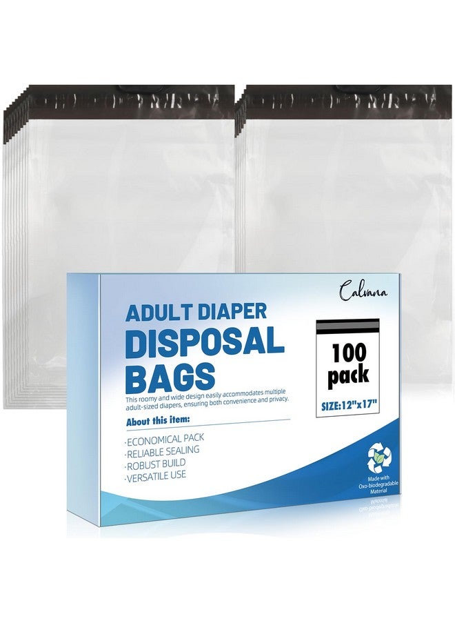 Calvana100 Pcs Extra Thick Adult Diaper Disposable Bags Odor Tight Sealing Disposal Bags Tear Resistance Adult Diaper Genie Extra Large Prevents Leakage Incontinence Disposal Bags (12 X 17 In) - Image 1