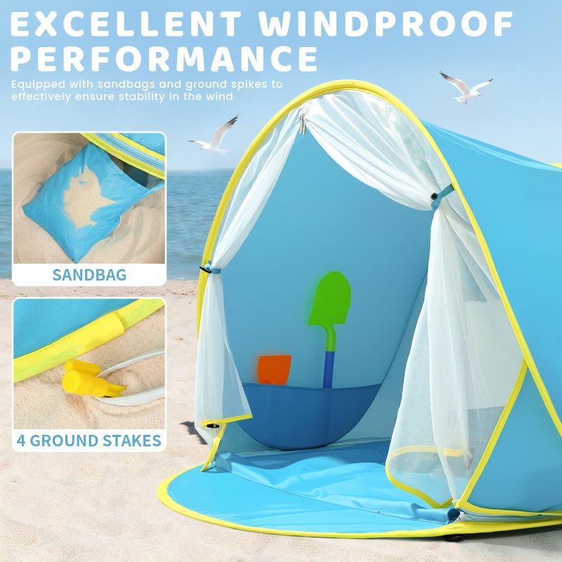 Senodeer Baby Beach Tent, Pop Up Play Tent for Infants, UV Protection Sun Shelter for Toddlers, Infant Portable Sun Shade - Image 4