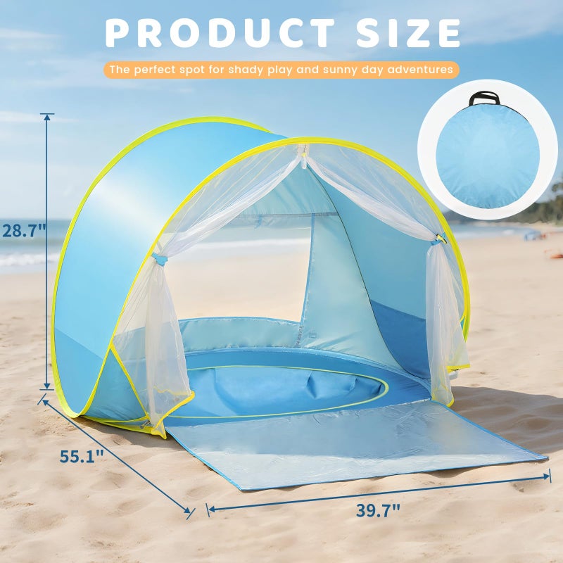 Senodeer Baby Beach Tent, Pop Up Play Tent for Infants, UV Protection Sun Shelter for Toddlers, Infant Portable Sun Shade - Image 2