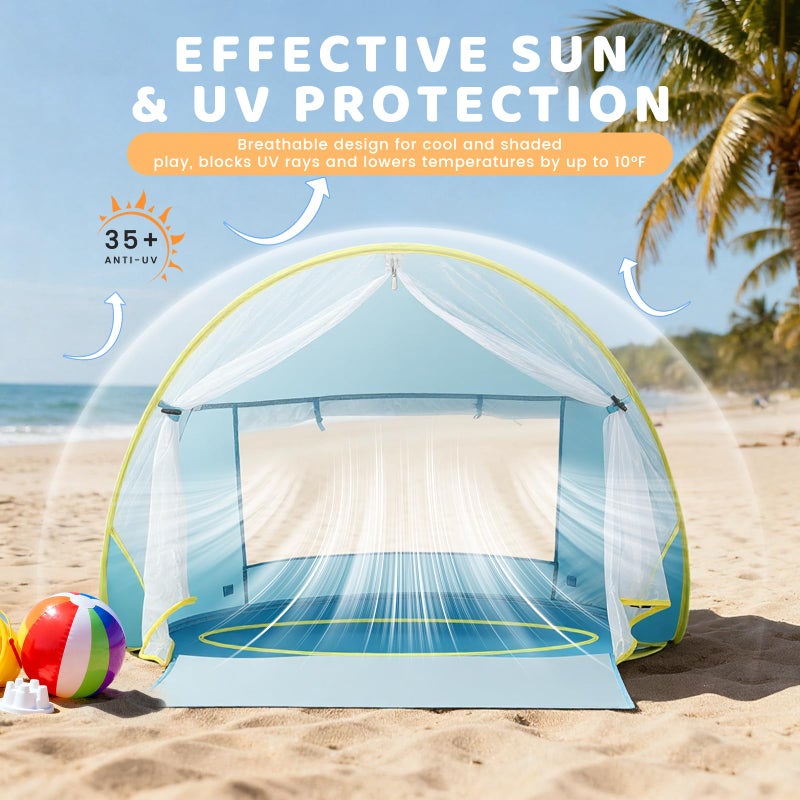 Senodeer Baby Beach Tent, Pop Up Play Tent for Infants, UV Protection Sun Shelter for Toddlers, Infant Portable Sun Shade - Image 3