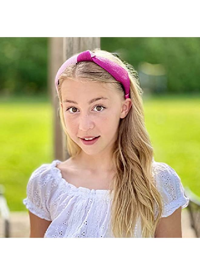 FROG SAC - 3 Top Knot Headbands For Girls Cute Knotted Headband Pack Two Tone Little Girl Head Band Fashion Hair Accessories Hard Purple Pink Blue Boho Hairband Head Bands For Kids - Image 1