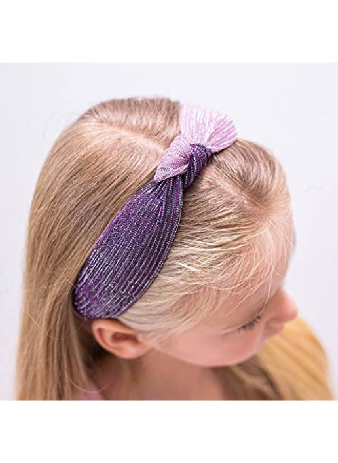 FROG SAC - 3 Top Knot Headbands For Girls Cute Knotted Headband Pack Two Tone Little Girl Head Band Fashion Hair Accessories Hard Purple Pink Blue Boho Hairband Head Bands For Kids - Image 1
