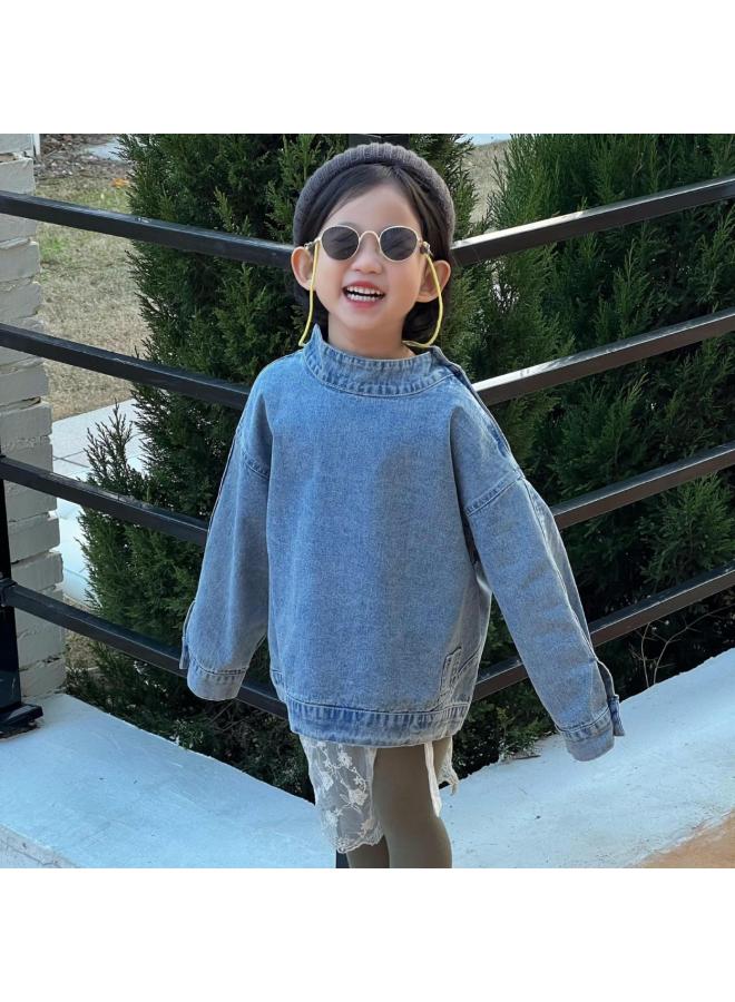 Pointed Egg Korean Style Children's Clothing Spring New Boys And Girls Children's Shirt Pullover Denim Clothing Denim Coat Fashion 