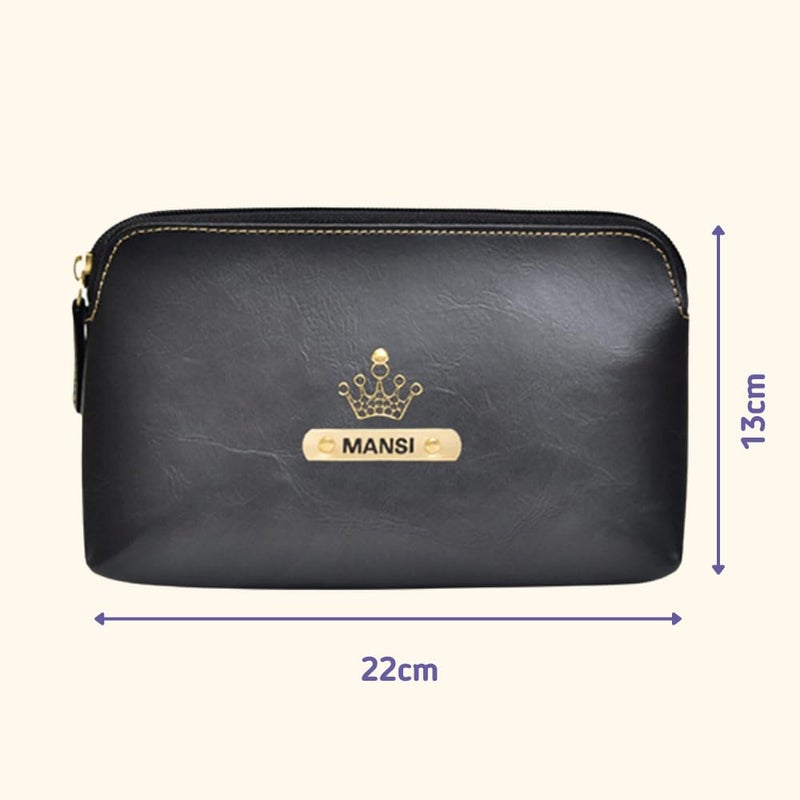 Your Gift Studio Personalized Classy Leather Travel Pouch  Customized Multipurpose Pouch with Name  Charm Black - Image 4