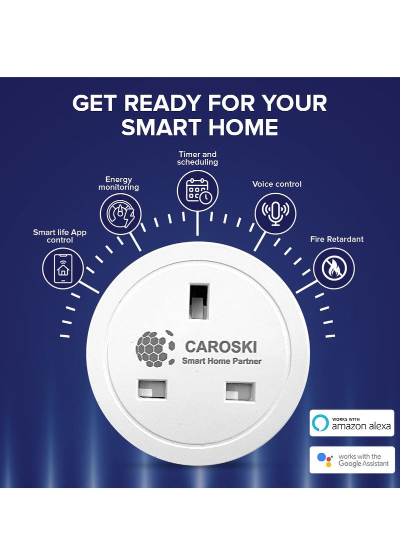 CAROSKI - Wifi Smart Plug Smart Socket for Smart Home Compatible with Voice Assistant Alexa and Google Home comes with Remote and Voice Control Pack of 2 - Image 1