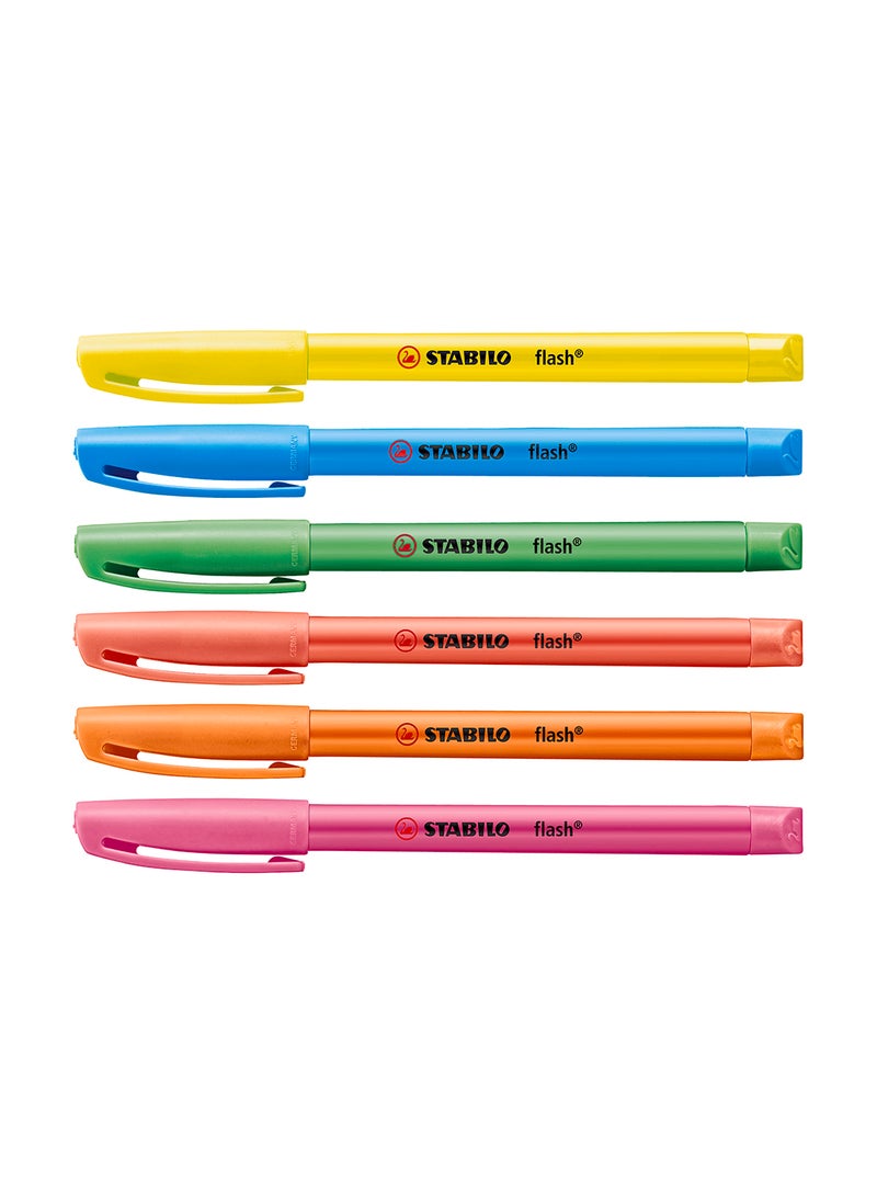 STABILO Highlighter Flash Wallet of 6 Assorted Colours , for Journal Planner , Drawing illustrations , Note Taking  - Image 2