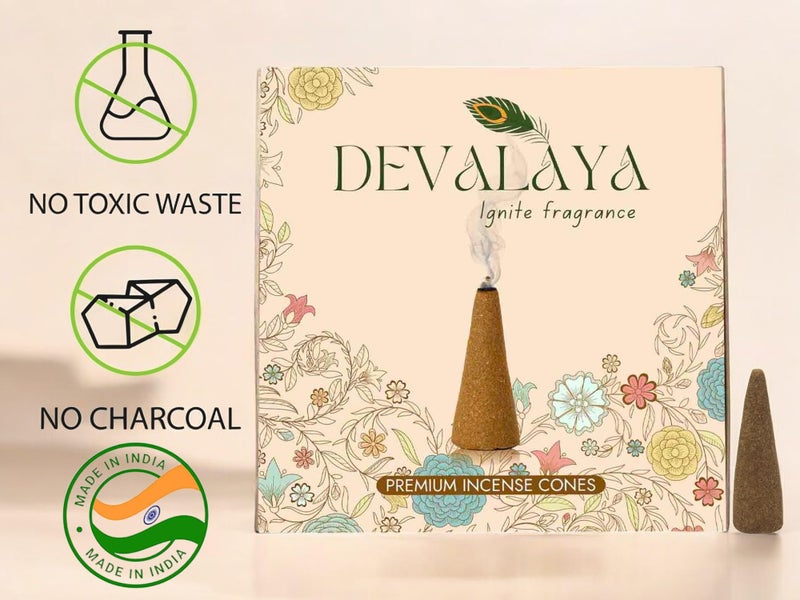 Devalaya Arabian Mogra/Symphony Rose Incense Cones (40 Cones, Pack of 2), Dry Incense, Dhoop Batti for Pooja, 100% Charcoal-Free, 25-Minute Burn Time, Eco-Friendly, 3.5 CM Length - Image 4