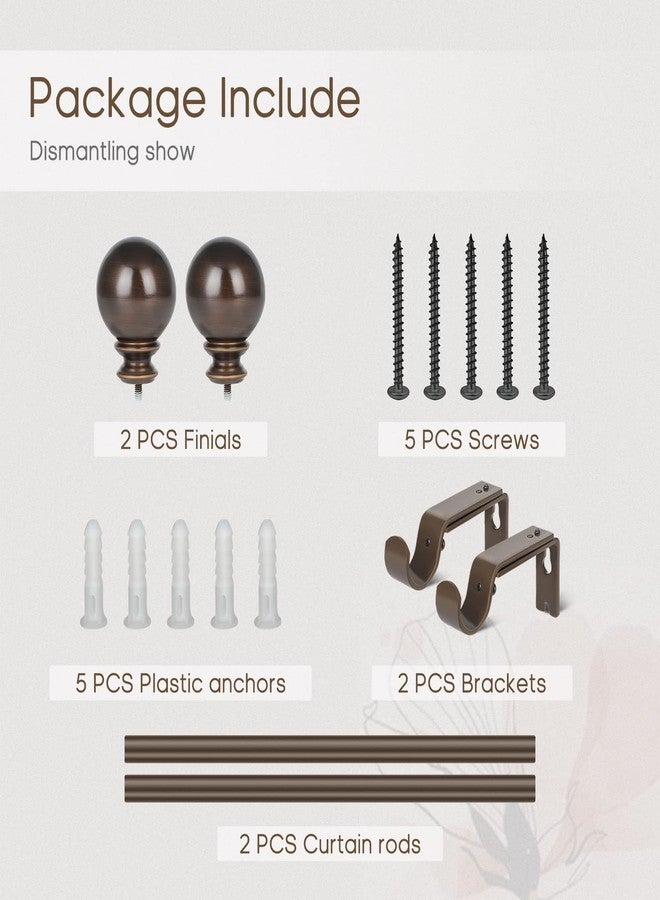 DAINTIER 1 inch Single Window Curtain Rod with Antique Finial,36-72 inch,Polished Bronze - Image 3