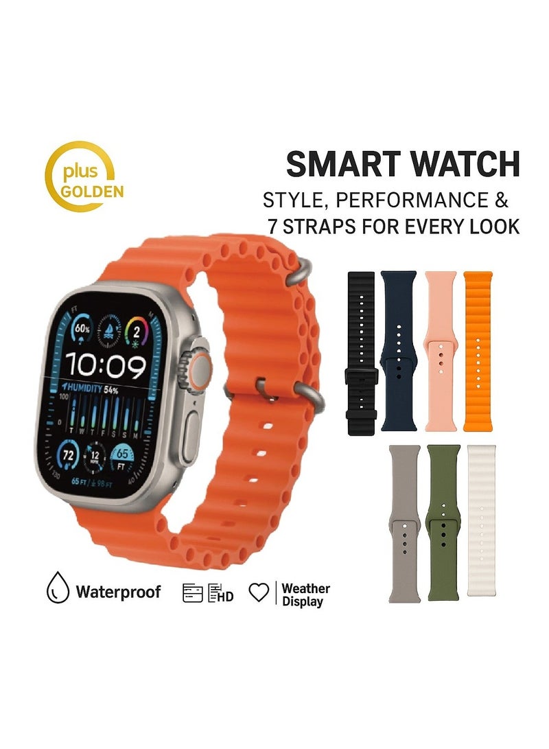 أس بي ساعة ذكية  الاصدار التاسع لحساب السعرات الحرارية و استقبال الرسائل و المكالمات و تدعم اللغة العربية  تأتي 7 اساور اضافية مقاس 49 مم- متعدد الالوان - Image 1