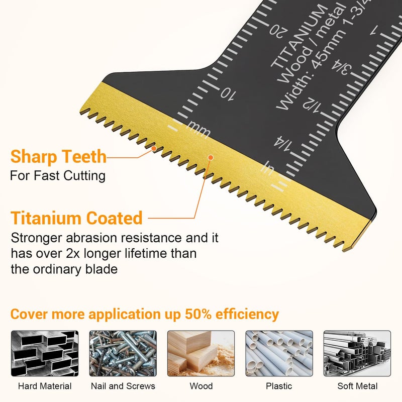 PECHAM Oscillating Tool Blade, 37PCS Universal Wood Metal Oscillating Multitool Quick Release Saw Blades Fit Porter Cable Black & Decker Rockwell Ridgid Ryobi Milwaukee DeWalt Chicago Craftsman - Image 3