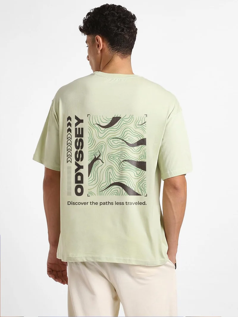 نوبيرو تيشيرت رجالي واسع من نوبرو أخضر فاتح قطن %