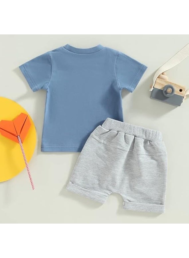 DOOKOO Boy Baby Clothes Dad's Little Dude Short Sleeve Shirts and Drawstring Shorts Toddler Summer Cute Outfit - Image 5
