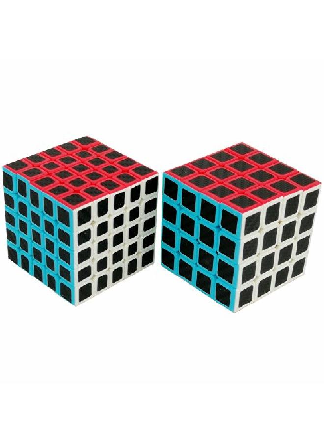 CuberSpeed حزمة Speedcubing من ألياف الكربون 4X4 5X5 مجموعة مكعبات السرعة بدون لاصق مكعب سرعة مشرق من ألياف الكربون ملصق ألغاز المكعب السحري السلس - Image 1