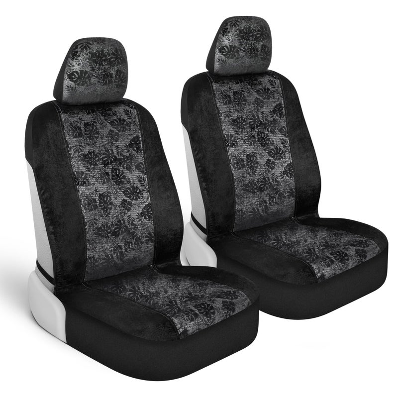 BDK Black Maui Car Seat Covers for Front Seats 2 Pack Tropical Pattern with Matching Headrest Sideless Design for Easy Installation Fits Most Car Truck Van and SUV - Image 2