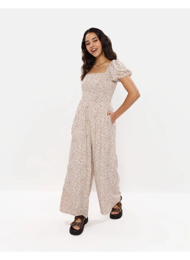 American Eagle AE Smocked Puff Sleeve Jumpsuit