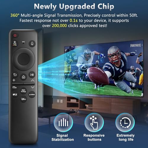 EWO'S Rechargeable Voice Remote for Samsung Frame Solar Crystal QLED OLED Neo UHD CU8000 DU8000 CU7000 DU7200 Q60C/D Q70C/D Q80C/D QN85C/D QN90C Magic 4K 8K Smart TV Remotes Control Replacement BN59-01432A - Image 5