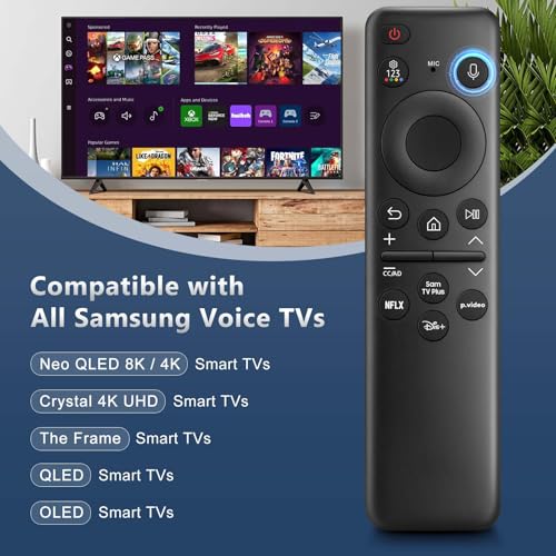 EWO'S Rechargeable Voice Remote for Samsung Frame Solar Crystal QLED OLED Neo UHD CU8000 DU8000 CU7000 DU7200 Q60C/D Q70C/D Q80C/D QN85C/D QN90C Magic 4K 8K Smart TV Remotes Control Replacement BN59-01432A - Image 3