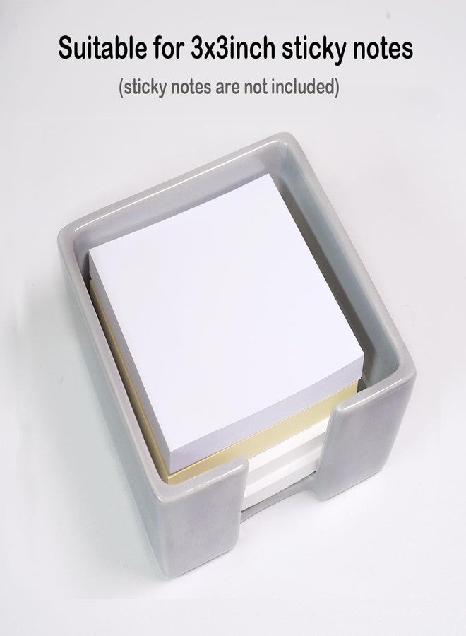 HANKOR Ceramic Sticky Note Holder, 3 x 3 Sticky Note Dispenser, Notepad Holder for Desk, Office Essentials Organizer (Grey) - Image 2
