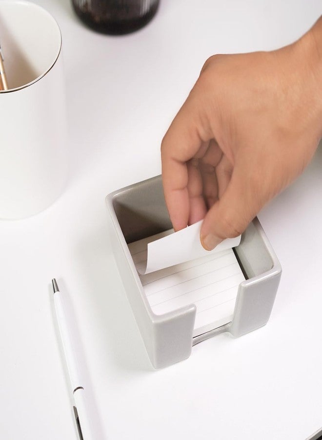 HANKOR Ceramic Sticky Note Holder, 3 x 3 Sticky Note Dispenser, Notepad Holder for Desk, Office Essentials Organizer (Grey) - Image 3