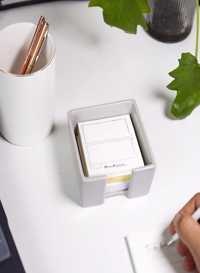 HANKOR Ceramic Sticky Note Holder, 3 x 3 Sticky Note Dispenser, Notepad Holder for Desk, Office Essentials Organizer (Grey) - Image 4