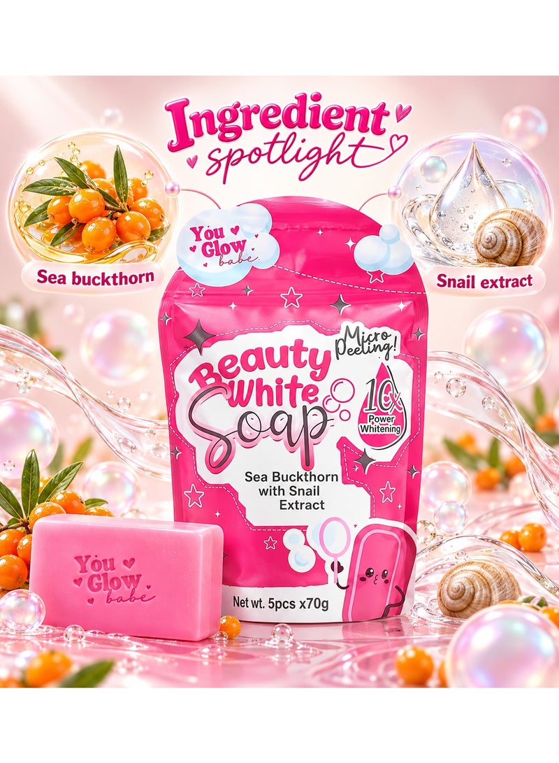 You Glow Babe Beauty White Soap Micro Peeling – Sea Buckthorn & Snail Glow Bar for Fresh Smooth Skin - Image 2