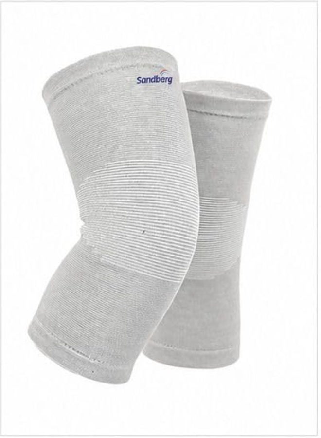 Sandberg Knee Cap for Men & Women | Bamboo Knee Compression Support Sleeve | Soft Padded Stretch Fabric Knees Support for Walking, Training, Sports & General Activities | Grey | 1 Pair | Size M - Image 1