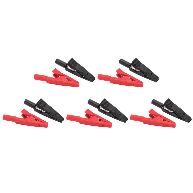 Insulated Crocodilian Clips: 10 Pack (5 Red + 5 Black) 41mm Length Super Insulation Safety - Durable Drop-Resistant Compact Lightweight Clips for Electrical Laboratory Testing Work - Image 2