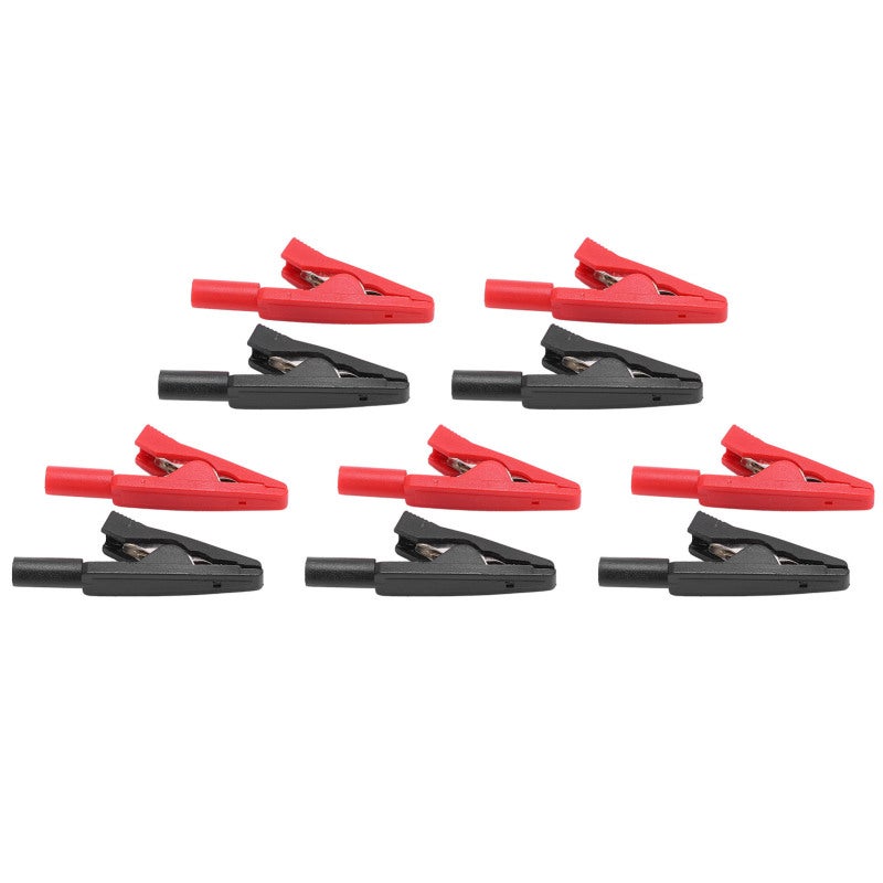 Insulated Crocodilian Clips: 10 Pack (5 Red + 5 Black) 41mm Length Super Insulation Safety - Durable Drop-Resistant Compact Lightweight Clips for Electrical Laboratory Testing Work - Image 1
