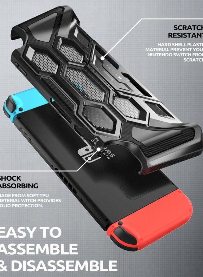 Mumba Protective Case for Nintendo Switch, [Battle Series] Heavy Duty Grip Cover for Nintendo Switch Console with Comfort Padded Hand Grips and Kickstand (Black) - Image 2