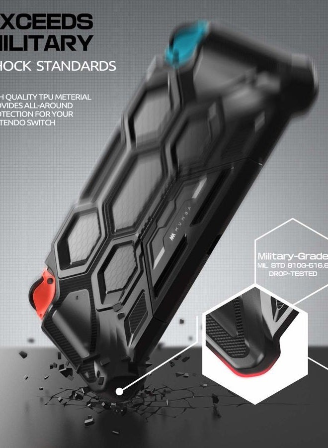 Mumba Protective Case for Nintendo Switch, [Battle Series] Heavy Duty Grip Cover for Nintendo Switch Console with Comfort Padded Hand Grips and Kickstand (Black) - Image 3