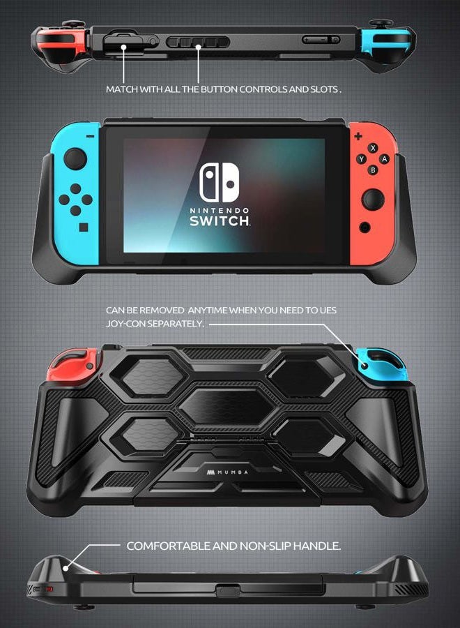 Mumba Protective Case for Nintendo Switch, [Battle Series] Heavy Duty Grip Cover for Nintendo Switch Console with Comfort Padded Hand Grips and Kickstand (Black) - Image 5