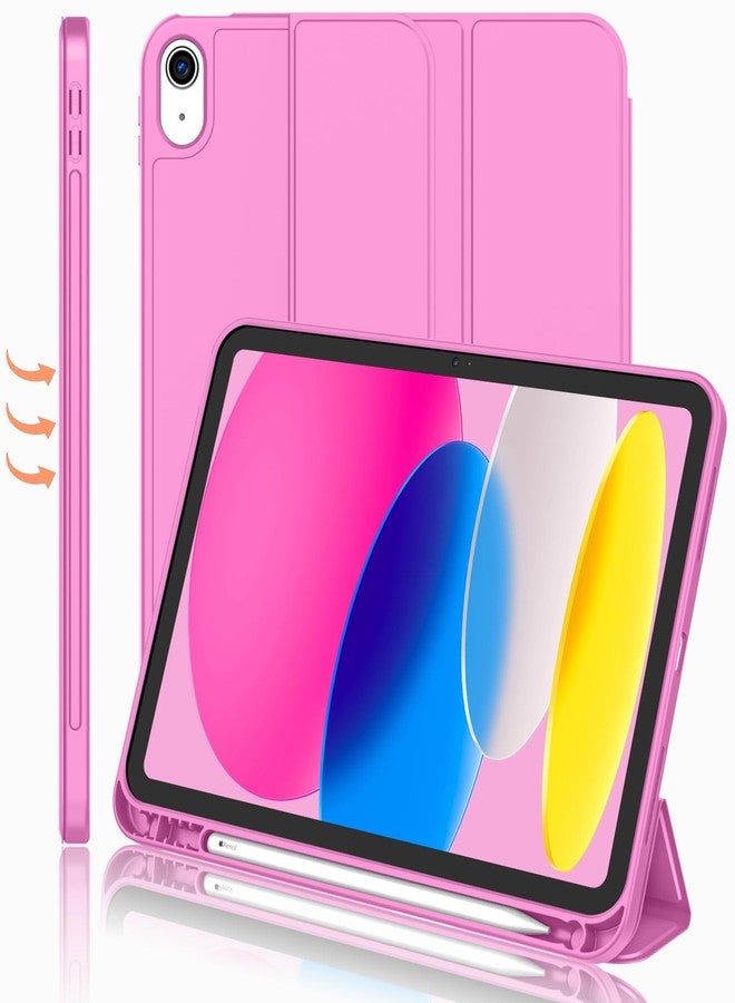 iMieet جراب iMieet لجهاز iPad (A16) من الجيل الحادي عشر/الجيل العاشر [11 بوصة 2025/10.9 بوصة 2022] مع حامل قلم، غطاء ذكي ثلاثي الطي مع ظهر من مادة TPU الناعمة، خاصية التشغيل/الإيقاف التلقائي (لون أحمر خوخي) - Image 1