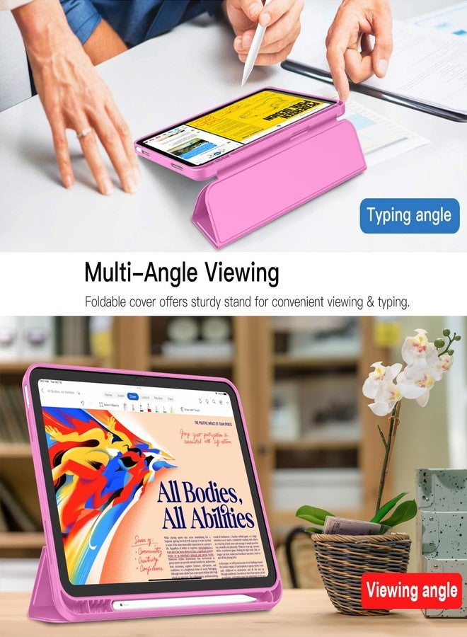 iMieet جراب iMieet لجهاز iPad (A16) من الجيل الحادي عشر/الجيل العاشر [11 بوصة 2025/10.9 بوصة 2022] مع حامل قلم، غطاء ذكي ثلاثي الطي مع ظهر من مادة TPU الناعمة، خاصية التشغيل/الإيقاف التلقائي (لون أحمر خوخي) - Image 4