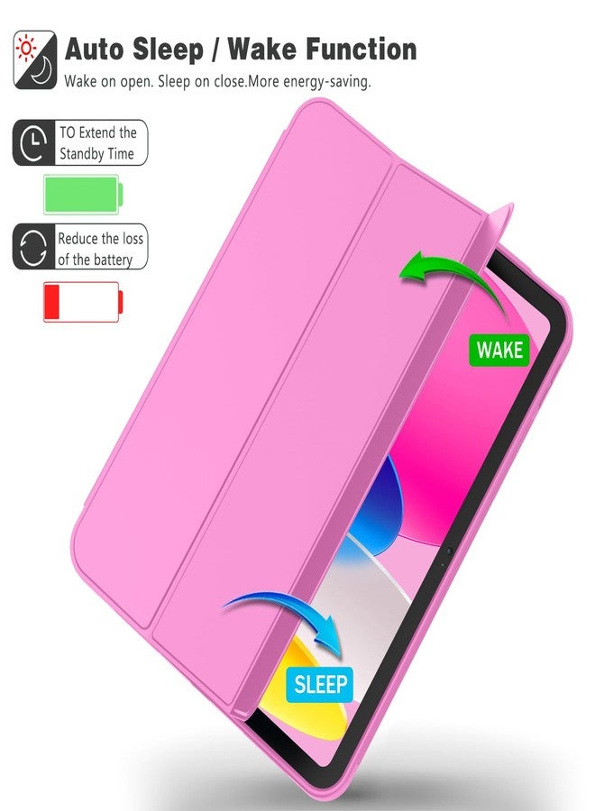 iMieet جراب iMieet لجهاز iPad (A16) من الجيل الحادي عشر/الجيل العاشر [11 بوصة 2025/10.9 بوصة 2022] مع حامل قلم، غطاء ذكي ثلاثي الطي مع ظهر من مادة TPU الناعمة، خاصية التشغيل/الإيقاف التلقائي (لون أحمر خوخي) - Image 3