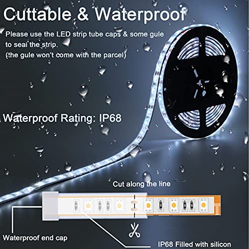 UCINNOVATE Marine LED Light Strip, 16.4ft(5M) Waterproof LED Strips, LED Boat Interior Light for Boat Deck Light, Accent Light, Courtesy Interior Lights, Fishing Night, Pontoon Boat(White, 12V) - Image 2