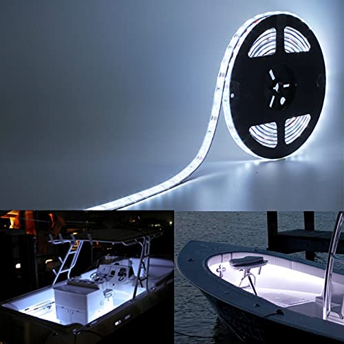 UCINNOVATE Marine LED Light Strip, 16.4ft(5M) Waterproof LED Strips, LED Boat Interior Light for Boat Deck Light, Accent Light, Courtesy Interior Lights, Fishing Night, Pontoon Boat(White, 12V) - Image 1