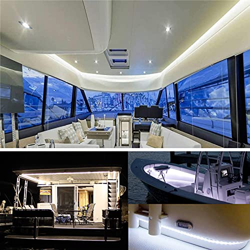 UCINNOVATE Marine LED Light Strip, 16.4ft(5M) Waterproof LED Strips, LED Boat Interior Light for Boat Deck Light, Accent Light, Courtesy Interior Lights, Fishing Night, Pontoon Boat(White, 12V) - Image 3