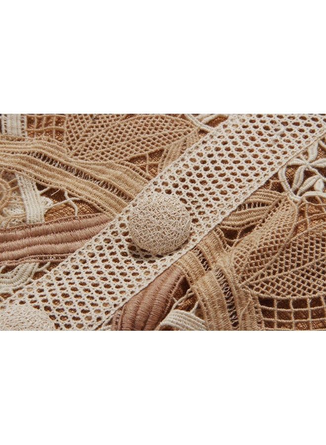 Loquat Heavy-duty Water-soluble Lace Long Sleeve Dress with Waist Detail - Image 5