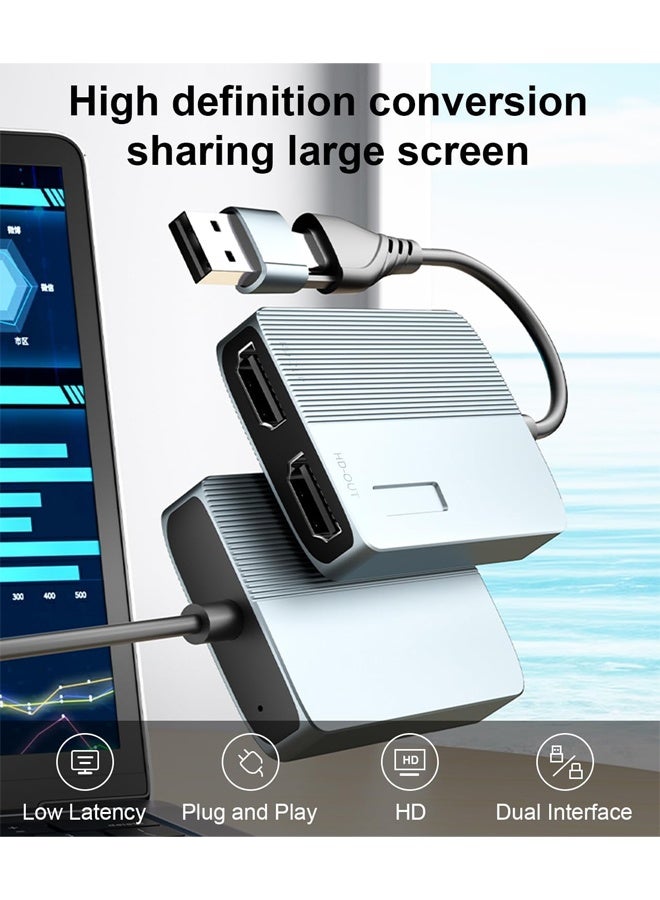 DUNISO Updated USB 3.0 to Dual HDMI Adapter for Mac and Windows, 1080p Dual Monitor Splitter, Extended Display with Three Separate Screens，USB C to HDMI Adapter for Two Monitors  - Image 3