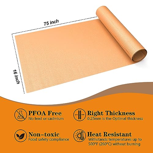 UBeesize 75 Inch Roll Reusable Copper Oven Liners for Bottom of OvenThick Heavy Duty Non Stick Teflon Oven Mats Cut to Custom Fit Electric Gas ToasterConvection Microwave Ovens and Grills - Image 3