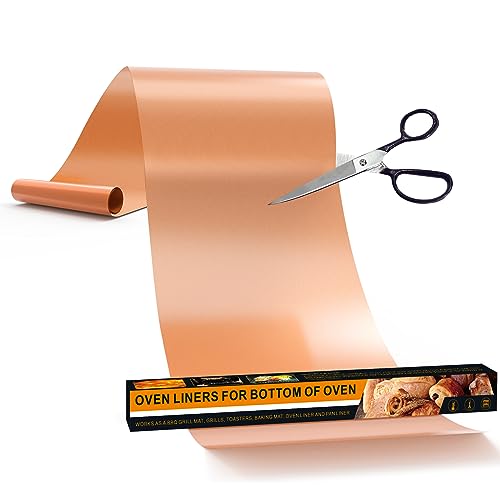 UBeesize 75 Inch Roll Reusable Copper Oven Liners for Bottom of OvenThick Heavy Duty Non Stick Teflon Oven Mats Cut to Custom Fit Electric Gas ToasterConvection Microwave Ovens and Grills - Image 1