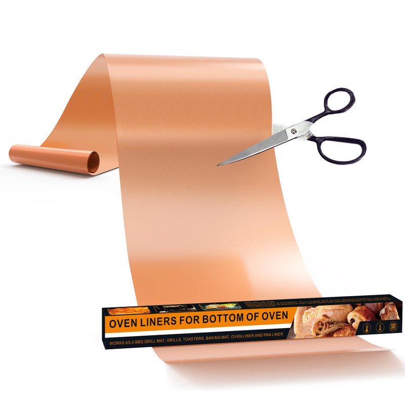 UBeesize 75 Inch Roll Reusable Copper Oven Liners for Bottom of OvenThick Heavy Duty Non Stick Teflon Oven Mats Cut to Custom Fit Electric Gas ToasterConvection Microwave Ovens and Grills - Image 2