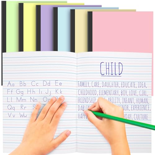 Henoyso دفتر ملاحظات أساسي هينويزو 6 قطع K-2 بالجملة 9.75" × 7.50" 60 صفحة دفتر كتابة للأطفال مسطرة عريضة دفتر روضة الأطفال لممارسة الكتابة مستلزمات العودة إلى المدرسة (ألوان زاهية) - Image 1