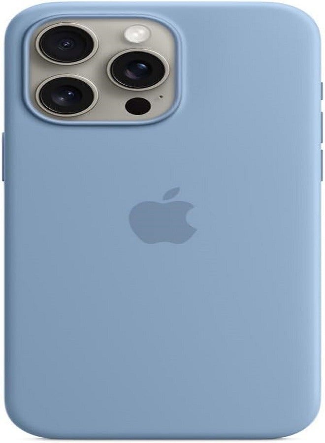 IAF Generic Silicon Case Cover For Apple iPhone 15 Pro MAX Silicone Back Case with MagSafe - Winter Blue - Image 1