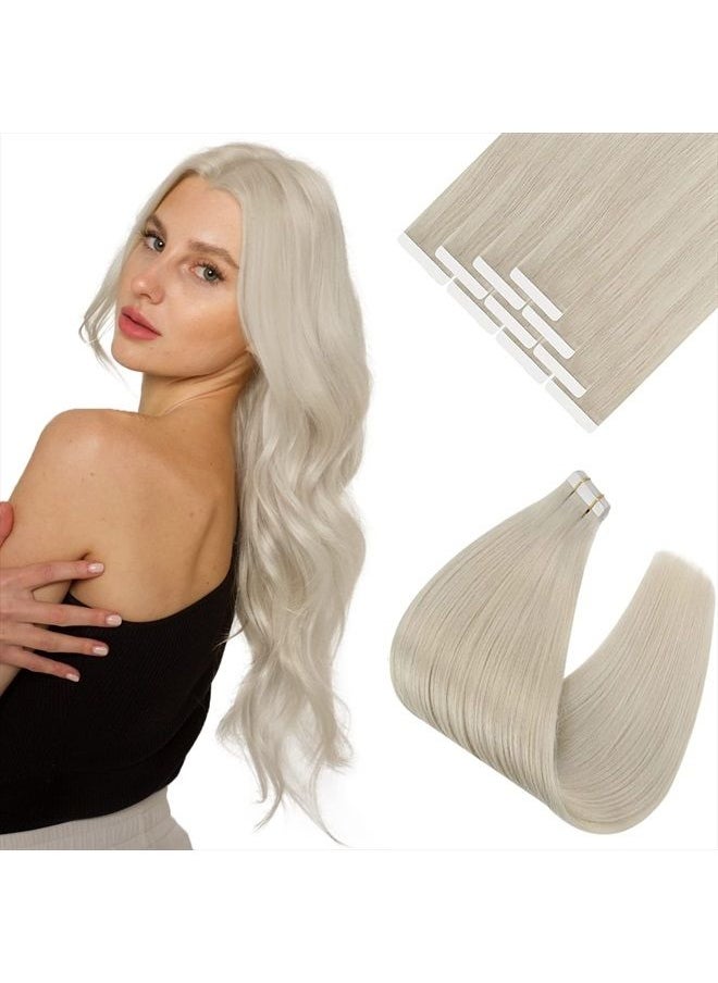 Ve Sunny Tape in Hair Extensions Human Hair Blonde VeSunny Real Hair Tape in Extensions Blonde Tape on Human Hair Extensions Platinum Blonde 10pcs 25g 18inch  - Image 1