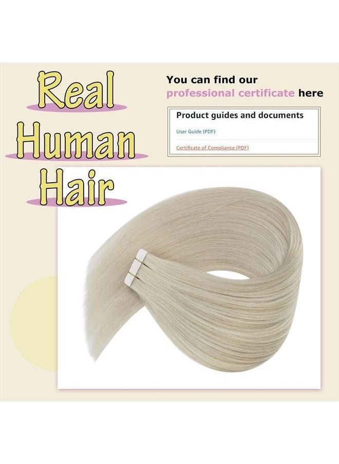 Ve Sunny Tape in Hair Extensions Human Hair Blonde VeSunny Real Hair Tape in Extensions Blonde Tape on Human Hair Extensions Platinum Blonde 10pcs 25g 18inch  - Image 2