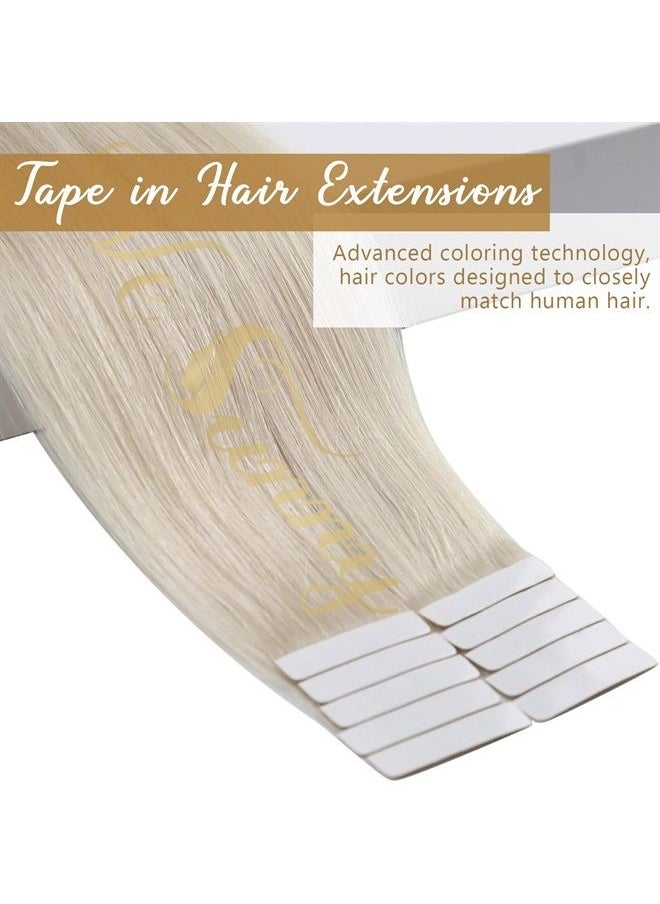 Ve Sunny Tape in Hair Extensions Human Hair Blonde VeSunny Real Hair Tape in Extensions Blonde Tape on Human Hair Extensions Platinum Blonde 10pcs 25g 18inch  - Image 3